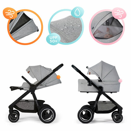 KINDERKRAFT Kočík Everyday 2v1 Light Grey + PETITE&MARS Postieľka cestovná Koot - Lion Grey ZADARMO