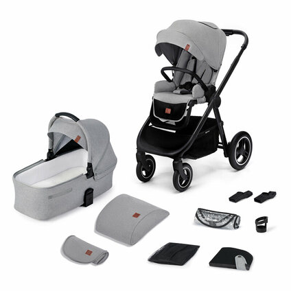 KINDERKRAFT Kočík Everyday 2v1 Light Grey + PETITE&MARS Postieľka cestovná Koot - Lion Grey ZADARMO