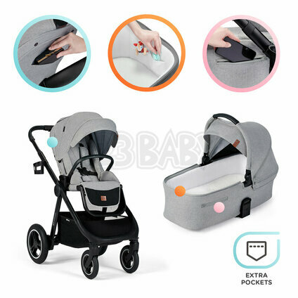 KINDERKRAFT Kočík Everyday 2v1 Light Grey + PETITE&MARS Postieľka cestovná Koot - Lion Grey ZADARMO