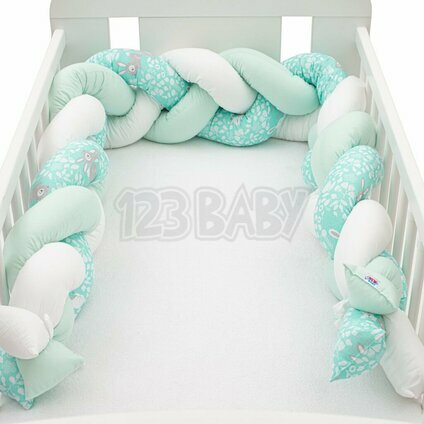 Ochranný mantinel do postieľky vrkoč New Baby Králičky mätový