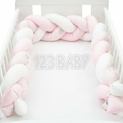 Ochranný mantinel do postieľky vrkoč New Baby Králičky rúžový