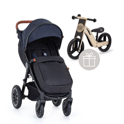 PETITE&MARS Kočík športový Street+ Air Oak Anthracite Blue + nánožník + odrážadlo Uniq Natural