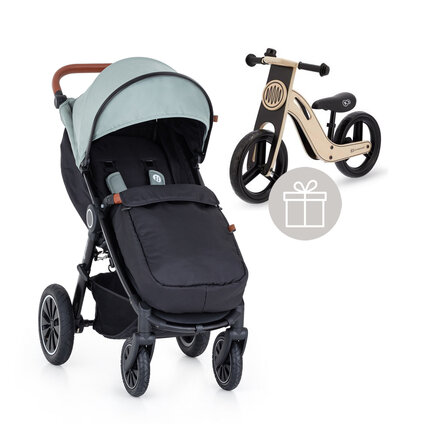 PETITE&MARS Kočík športový Street+ Air Oak Iron Green Complete + nanožník + odrážadlo Uniq Natural