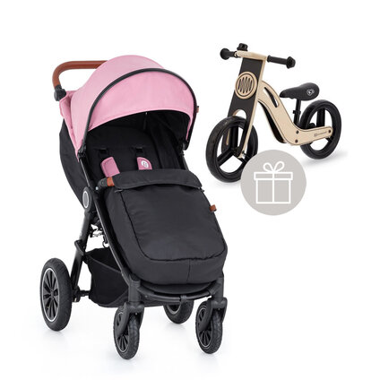 PETITE&MARS Kočík športový Street+ Air Oak Rose Pink Complete + nánožník + odrážadlo Uniq Natural