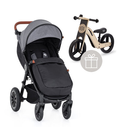 PETITE&MARS Kočík športový Street+ Air Oak Ultimate Grey Complete, nánožník, odrážadlo Uniq Natural