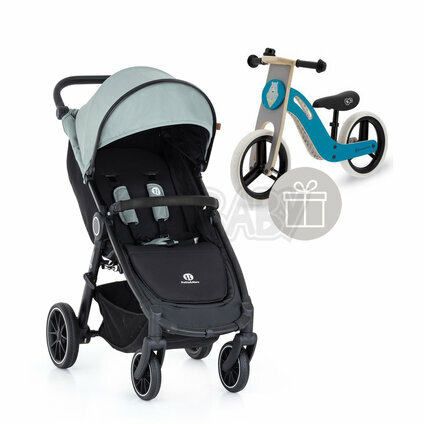 PETITE&MARS Kočík športový Street+ RWS Black Iron Green Complete + odrážadlo Uniq Turquoise