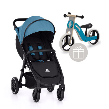 PETITE&MARS Kočík športový Street+ RWS Black Ocean Blue Complete + odrážadlo Uniq Turquoise