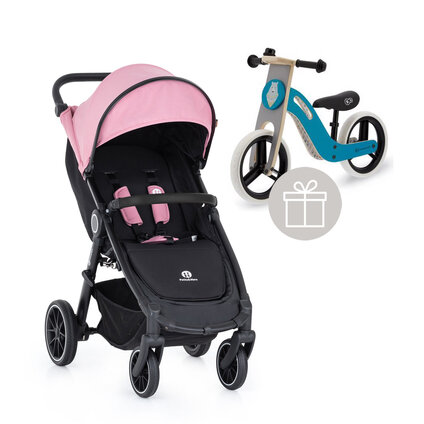 PETITE&MARS Kočík športový Street+ RWS Black Rose Pink Complete + odrážadlo Uniq Turquoise