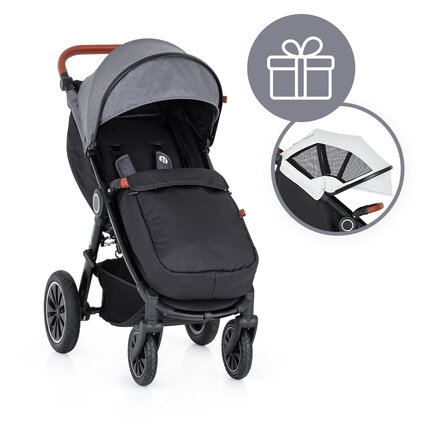 PETITE&MARS Kočík Street+ Air Oak Ultimate Grey Complete + strieška letná na Street+ Summer Silver