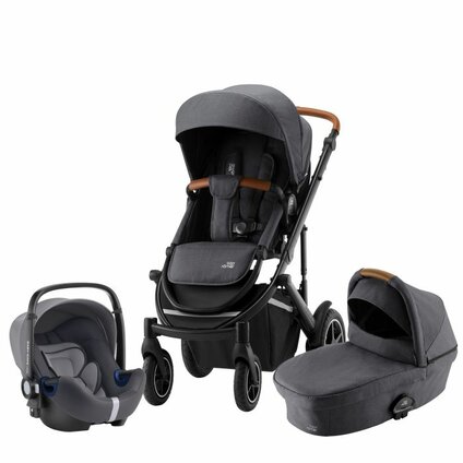 Set kočárek Smile III + hluboká korba + autosedačka, Midnight Grey