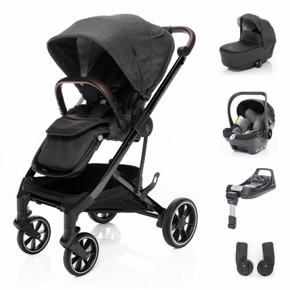 Set kočík Quest+ korba+ adaptéry+ autosedačka+ báze, Vulcan Black/Black